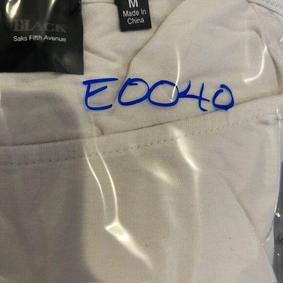 BLACK Label Saks Fifth Avenue 1/2 Sleeve Ruched White Scoop Neck Size Medium - Picture 9 of 9